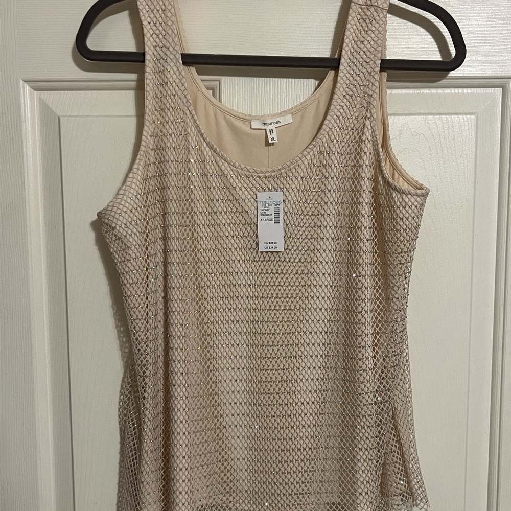 Maurices Beige Mesh Tank Top